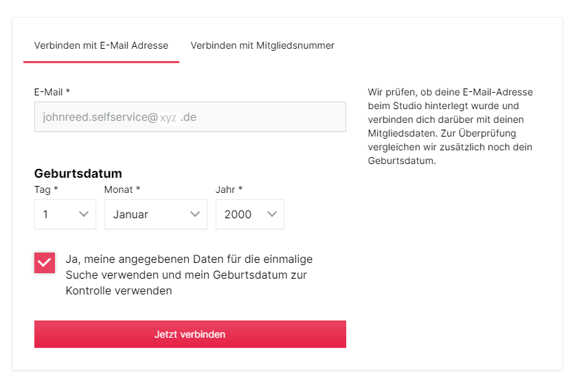 Screenshot Datensatz verbinden