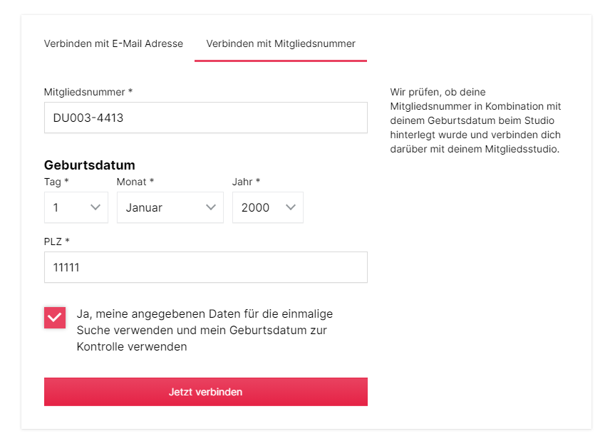 Screenshot Datensatz verbinden