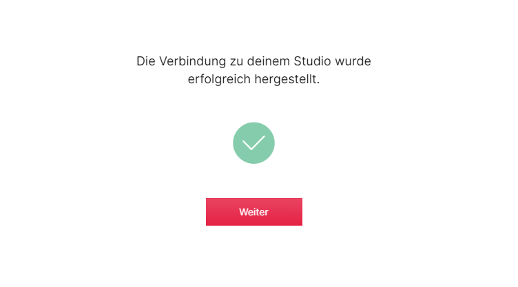 Screenshot Verbindung zum Studio hergestellt
